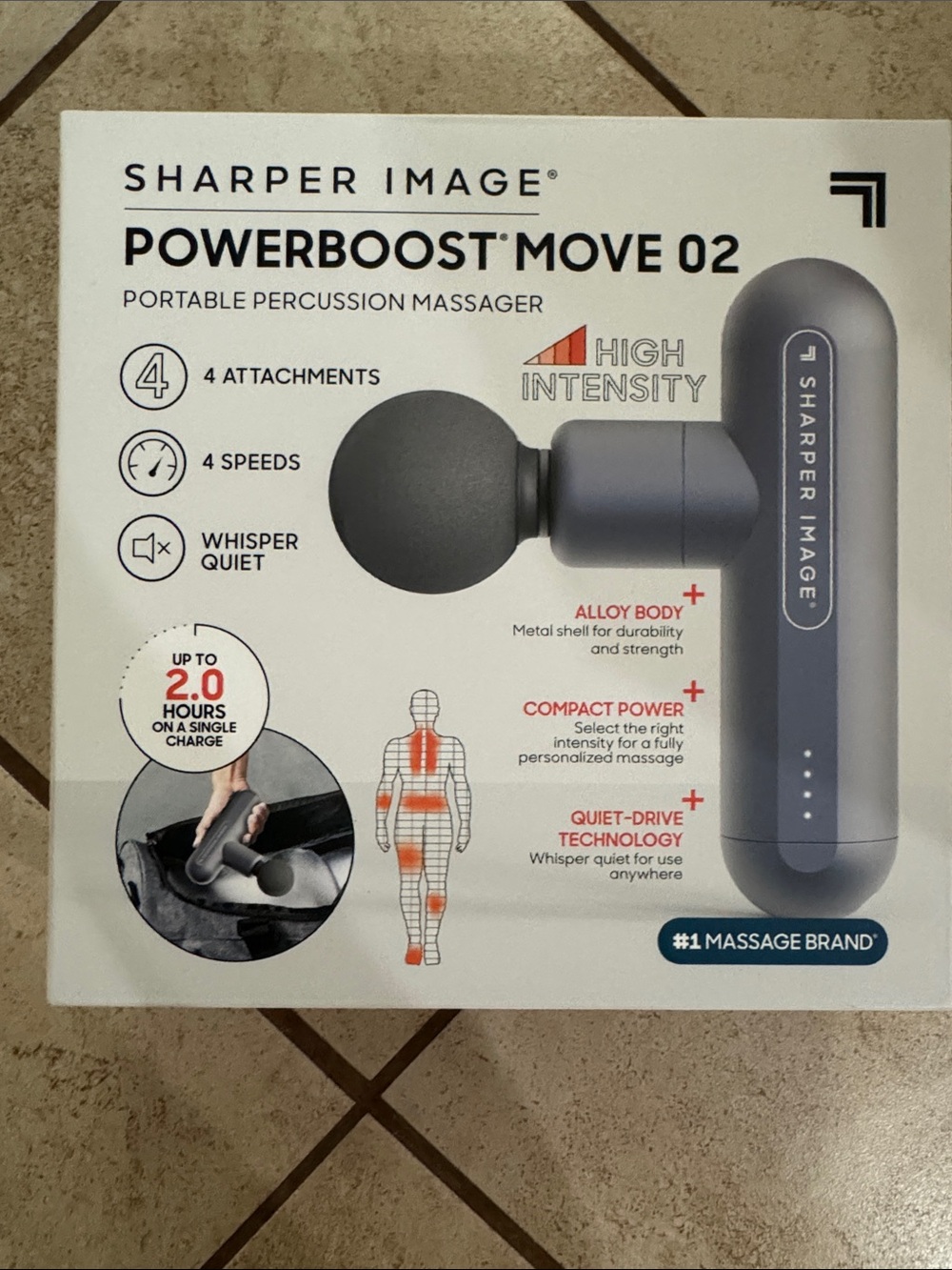 Sharper Image Powerboost Move 02 Portable Massage Gun New In Box